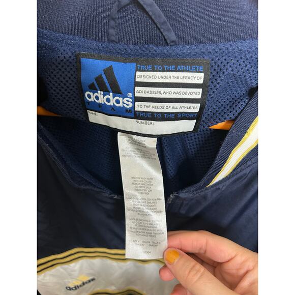 Notre Dame Fighting Irish Adidas Mens Jacket Navy White Color Block 1/4 Zip Med - Picture 5 of 5